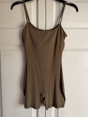 SKIMS Ribbed Tank Bodysuit in Khaki